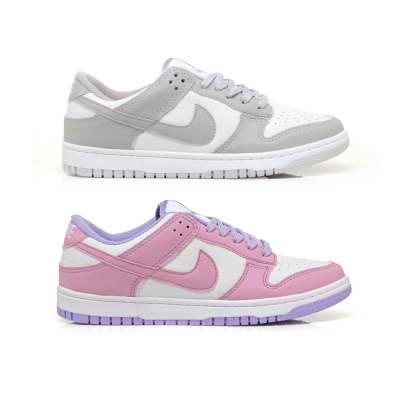 Kit 2 Pares Dunk Low Branco Cinza E Branco Lilás